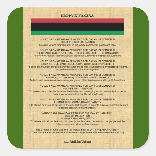 AfriMex Urbano Kwanzaa Serie 4 Aufkleber (Vorderseite)