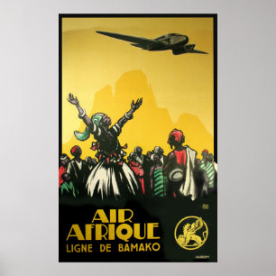 Afrique Airlines Vintage Travel Art Poster