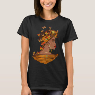 Afro African Woman Butterflies Black Queen History T-Shirt