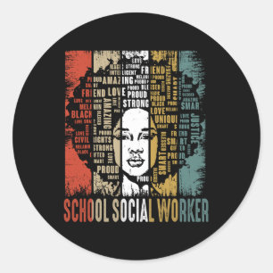 Afro African Women Black Hist School Social Worker Runder Aufkleber