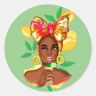 Afro African Women Runder Aufkleber