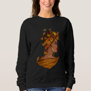 Afro afrikanische Weibchen Butterfliegen Black Que Sweatshirt