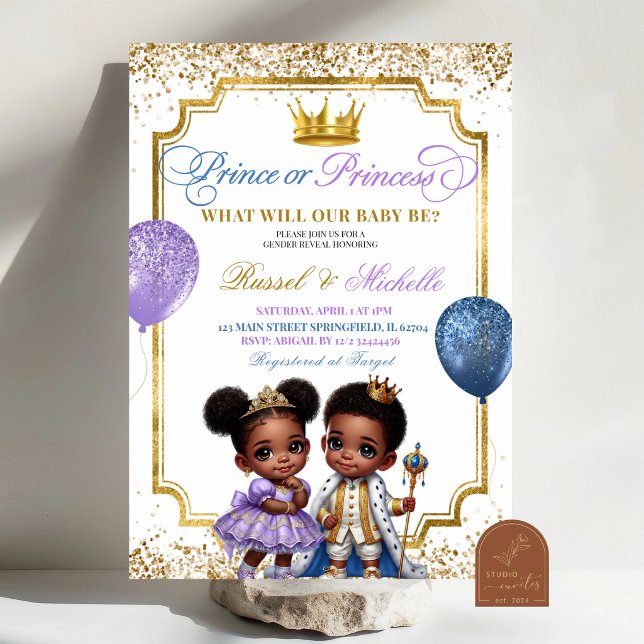 Afro Afrikanischer Prinz oder Prinzessin Geschlech Einladung (Von Creator hochgeladen)