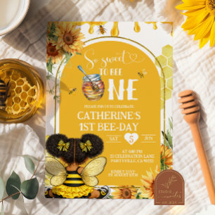 Afro Afrikanisches Mädchen Sonnenblume Honig Biene Einladung