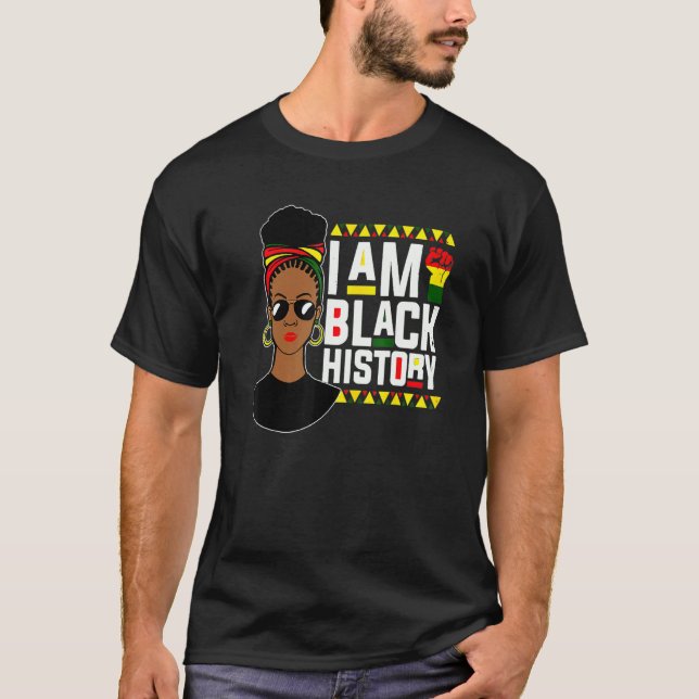 Afro American Afrocentric I Am Black History Month T-Shirt (Vorderseite)