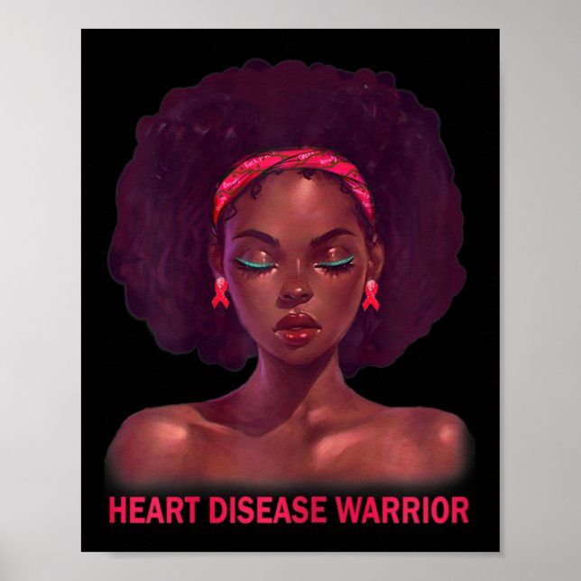Afro American Black Woman Heart Disease Wa Poster (Vorne)
