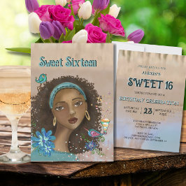 Afro-American Girl Sweet 16 Geburtstagsparty Einla Einladung
