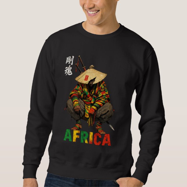 Afro American Samurai Warrior Katana Anime Japanes Sweatshirt (Vorderseite)