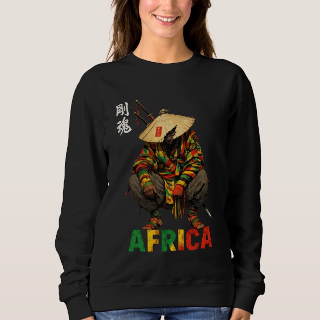 Afro American Samurai Warrior Katana Anime Japanes Sweatshirt (Vorderseite)