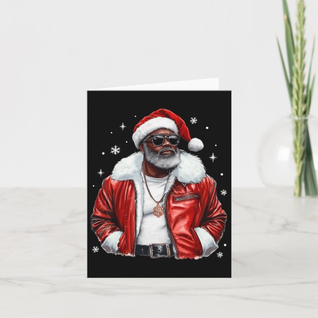 Afro American Santa Christmas Cool Black Afro K Karte (Vorderseite)