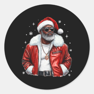 Afro American Santa Christmas Cool Black Afro K Runder Aufkleber