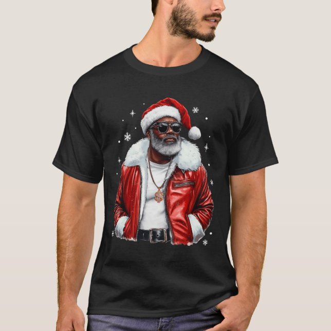 Afro American Santa Christmas Cool Black Afro K T-Shirt (Vorderseite)