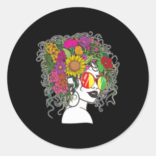 Afro American Women Black Melanin Queen Ju Runder Aufkleber