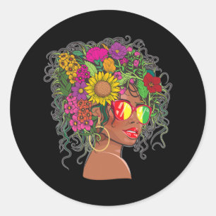 Afro American Women Black Melanin Queen Ju Runder Aufkleber