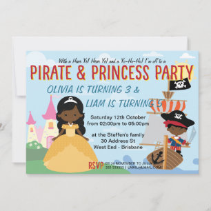 Afro-Amerikanische Prinzessin und Pirate Einladung