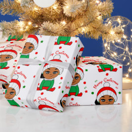 Afro Baby Girl Puffs Christmas Afro American Geschenkpapier