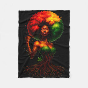 Afro-Baum-Frau schwarze Königin Melanin-Wurzeln St Fleecedecke