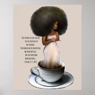 Afro Bible Quote Psalm 23:5 Poster