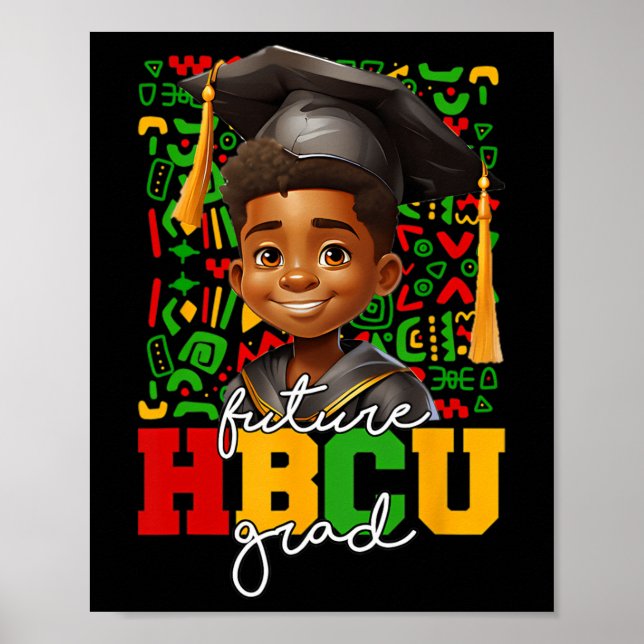Afro Black Boy Uni-Abschluß Future Hbcu Grad Poster (Vorne)