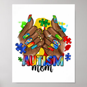 Afro Black Nail Autismus Mama Autismus Sensibilitä Poster