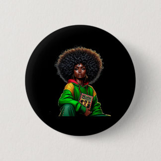 Afro Black Queen Africa Color - Black History Mont Button