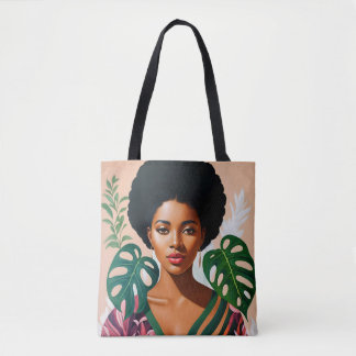 Afro Black Woman Monstera Deliciosa Botanical