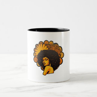 Afro Black Woman Retro Style Zweifarbige Tasse