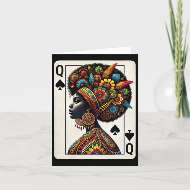 Afro Black Women Queen Spades African Roots Black Karte (Vorderseite)