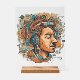 Afro Boho Queen - farbenfrohe Kunst Acrylschild