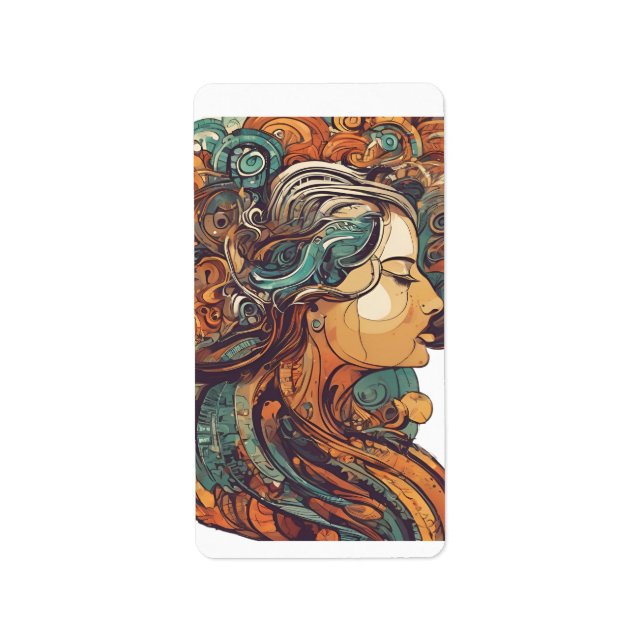 Afro Boho Queen - farbenfrohe Kunst Adressaufkleber (Vorne)