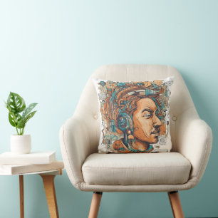 Afro Boho Queen - farbenfrohe Kunst Kissen