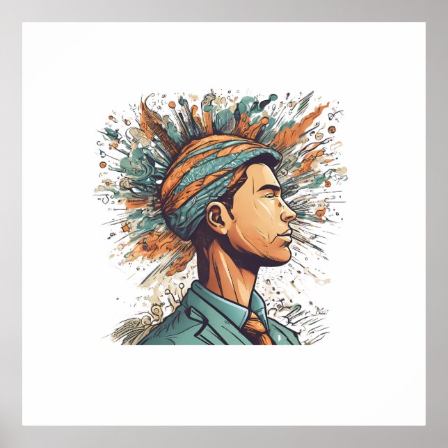 Afro Boho Queen - farbenfrohe Kunst Poster (Vorne)