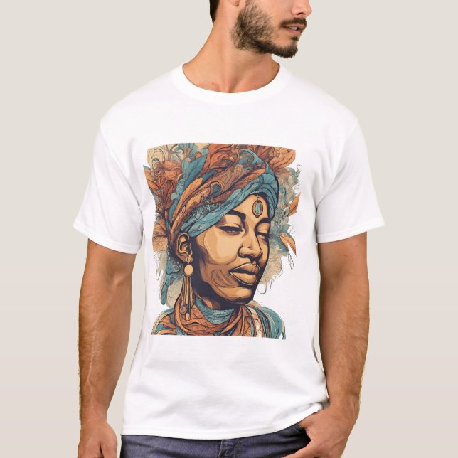 Afro Boho Queen - farbenfrohe Kunst T-Shirt (Vorderseite)