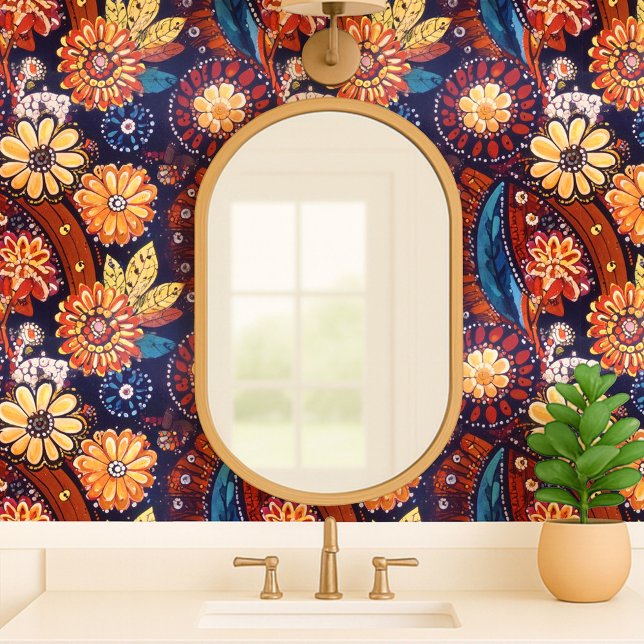 Afro-Boho-Wandkunst Farbige Chic Afrohemian Tapete (Afro Boho Wall Art Colorful Chic Afrohemian Wallpaper)