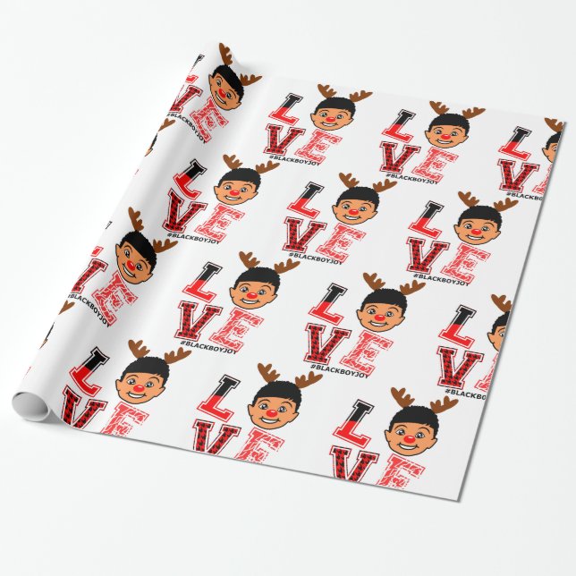 Afro Boy Weihnachtsgeschenk-Wrapper, Red Nose Rent Geschenkpapier (Ungerollt)