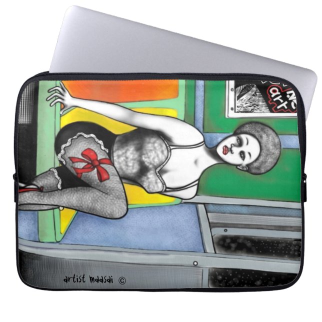 Afro-Button herauf Laptop-Hülse Laptopschutzhülle (Vorderseite)