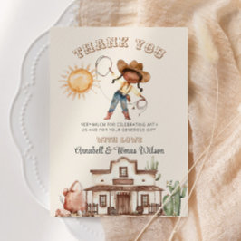 Afro Cowgirl Western Girl Ranch Cactus Baby Shower Dankeskarte