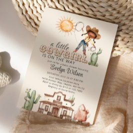 Afro Cowgirl Western Girl Ranch Cactus Baby Shower Einladung
