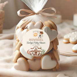 Afro Cowgirl Western Girl Ranch Cactus Baby Shower Runder Aufkleber