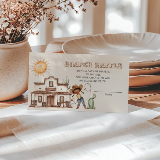 Afro Cowgirl Western Girl Ranch Diaper Raffle Begleitkarte (Von Creator hochgeladen)