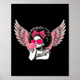 Afro Cupid mit Sonnenbrille beim Aufblasen von Bub Poster