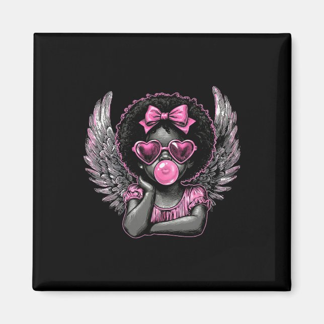 Afro Cupid With Sungles Blowing Bubble Gum Valenti Magnet (Vorne)
