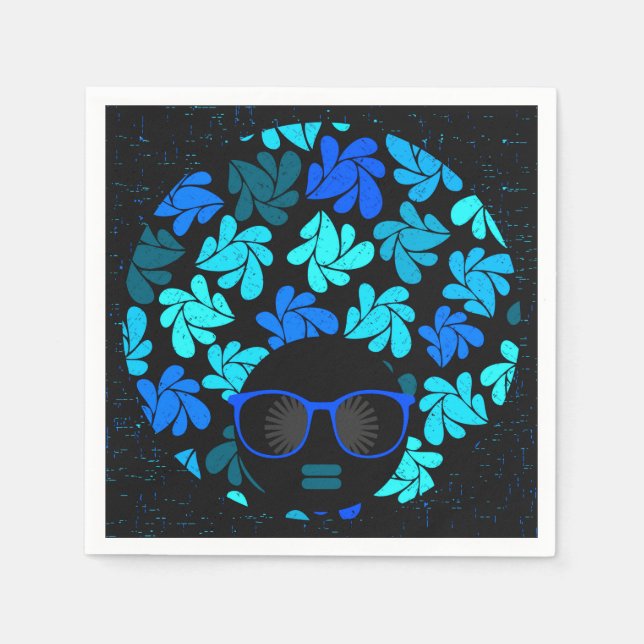 Afro Diva Aquamarin türkisfarbenes Party Serviette (Vorderseite)