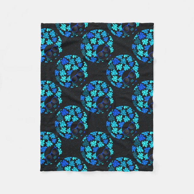 Afro Diva Blau  Fleecedecke (Vorderseite)
