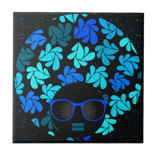 Afro Diva Blau Fliese