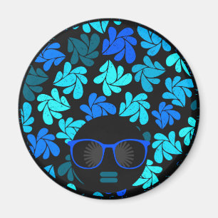 Afro Diva Blau Magnet