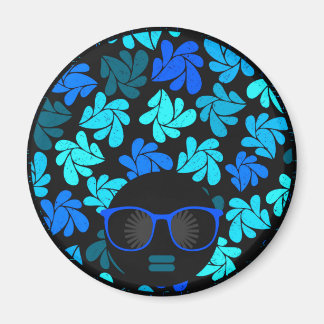 Afro Diva Blau Magnet