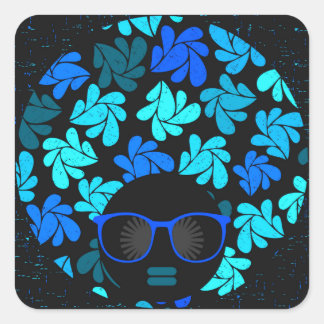 Afro Diva Blau Quadratischer Aufkleber