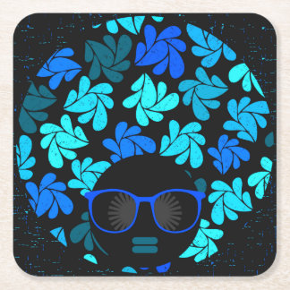 Afro-Diva Blau Rechteckiger Pappuntersetzer