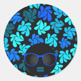 Afro Diva Blau Runder Aufkleber